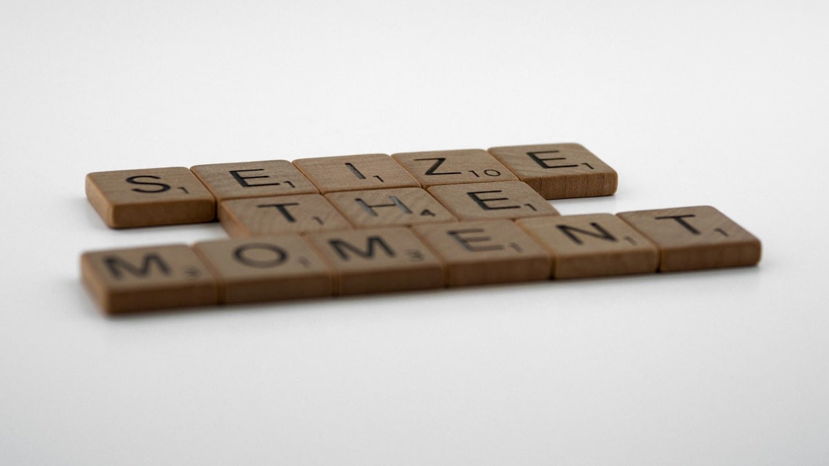 scrabble, scrabble pieces, lettering, letters, wood, scrabble tiles, white background, words, quote, letters, type, typography, design, layout, focus, bokeh, blur, photography, images, image, type, typography, seize the day, seize the moment, carpe diem, carpe momentum, yolo, opportunity, mindfulness, optimism,
